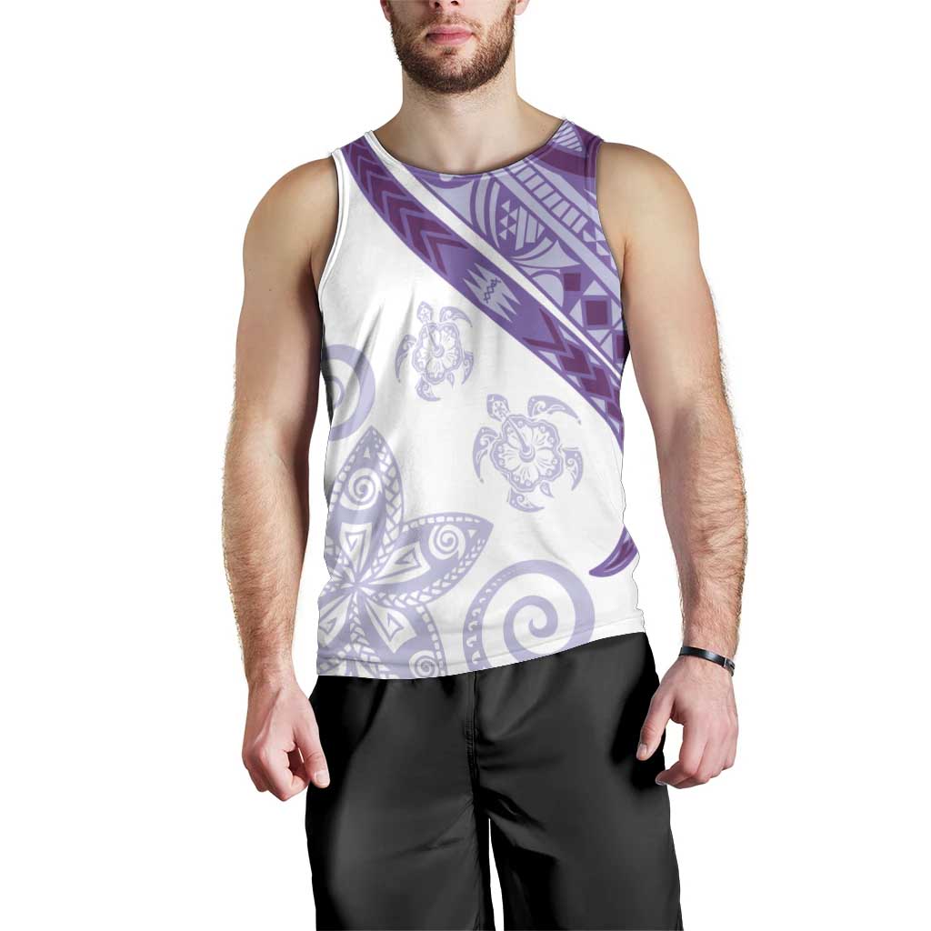 Purple Polynesian Tribal Turtle Floral Pattern Men Tank Top LT05 - Polynesian Pride