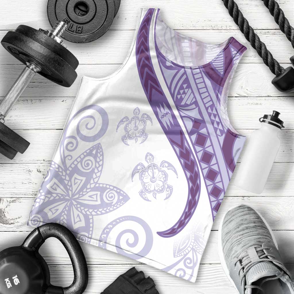 Purple Polynesian Tribal Turtle Floral Pattern Men Tank Top LT05 - Polynesian Pride