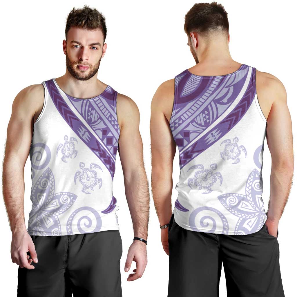 Purple Polynesian Tribal Turtle Floral Pattern Men Tank Top LT05 - Polynesian Pride