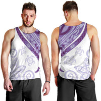 Purple Polynesian Tribal Turtle Floral Pattern Men Tank Top LT05 - Polynesian Pride