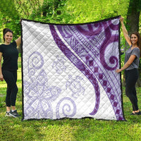 Purple Polynesian Tribal Turtle Floral Pattern Quilt