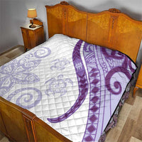Purple Polynesian Tribal Turtle Floral Pattern Quilt