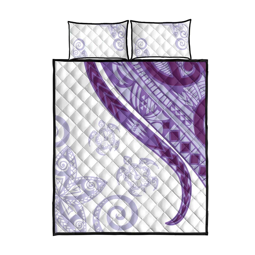 Purple Polynesian Tribal Turtle Floral Pattern Quilt Bed Set LT05 - Polynesian Pride