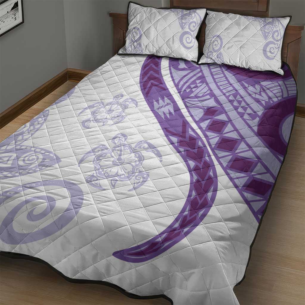 Purple Polynesian Tribal Turtle Floral Pattern Quilt Bed Set LT05 - Polynesian Pride