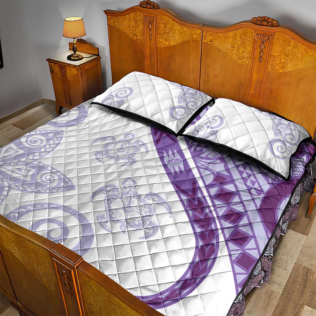 Purple Polynesian Tribal Turtle Floral Pattern Quilt Bed Set LT05 - Polynesian Pride