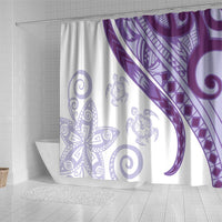 Purple Polynesian Tribal Turtle Floral Pattern Shower Curtain