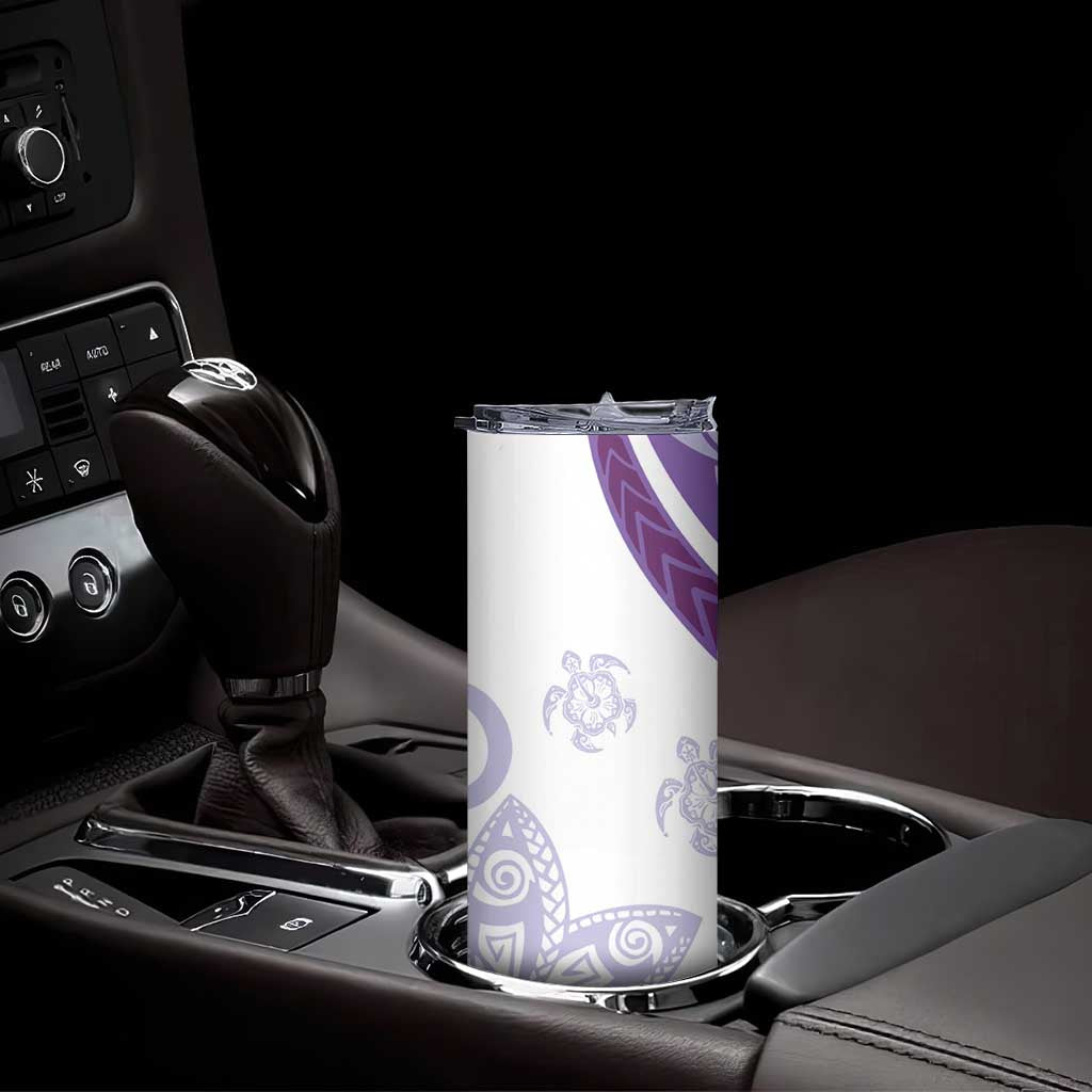 Purple Polynesian Tribal Turtle Floral Pattern Skinny Tumbler
