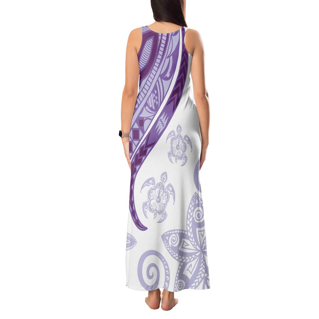 Purple Polynesian Tribal Turtle Floral Pattern Tank Maxi Dress LT05 - Polynesian Pride