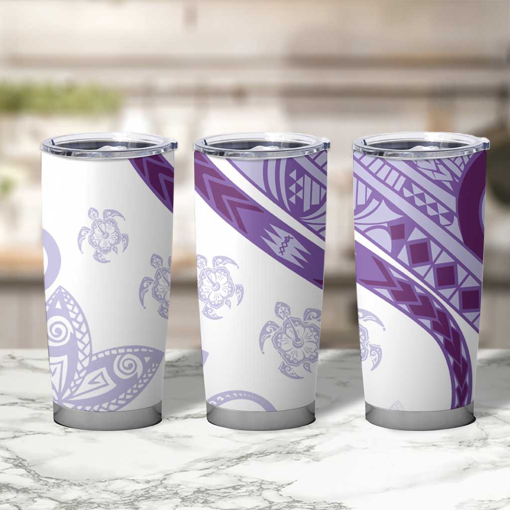 Purple Polynesian Tribal Turtle Floral Pattern Tumbler Cup LT05 - Polynesian Pride