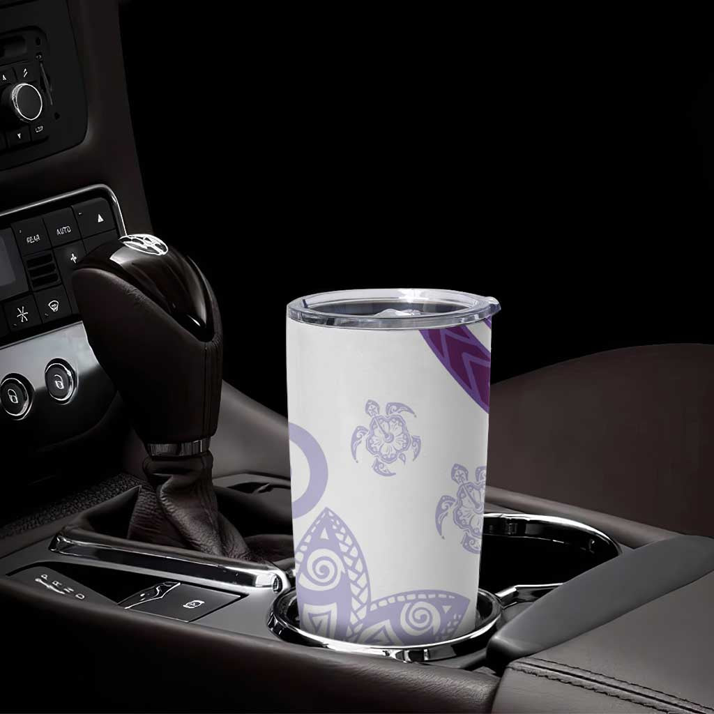 Purple Polynesian Tribal Turtle Floral Pattern Tumbler Cup LT05 - Polynesian Pride