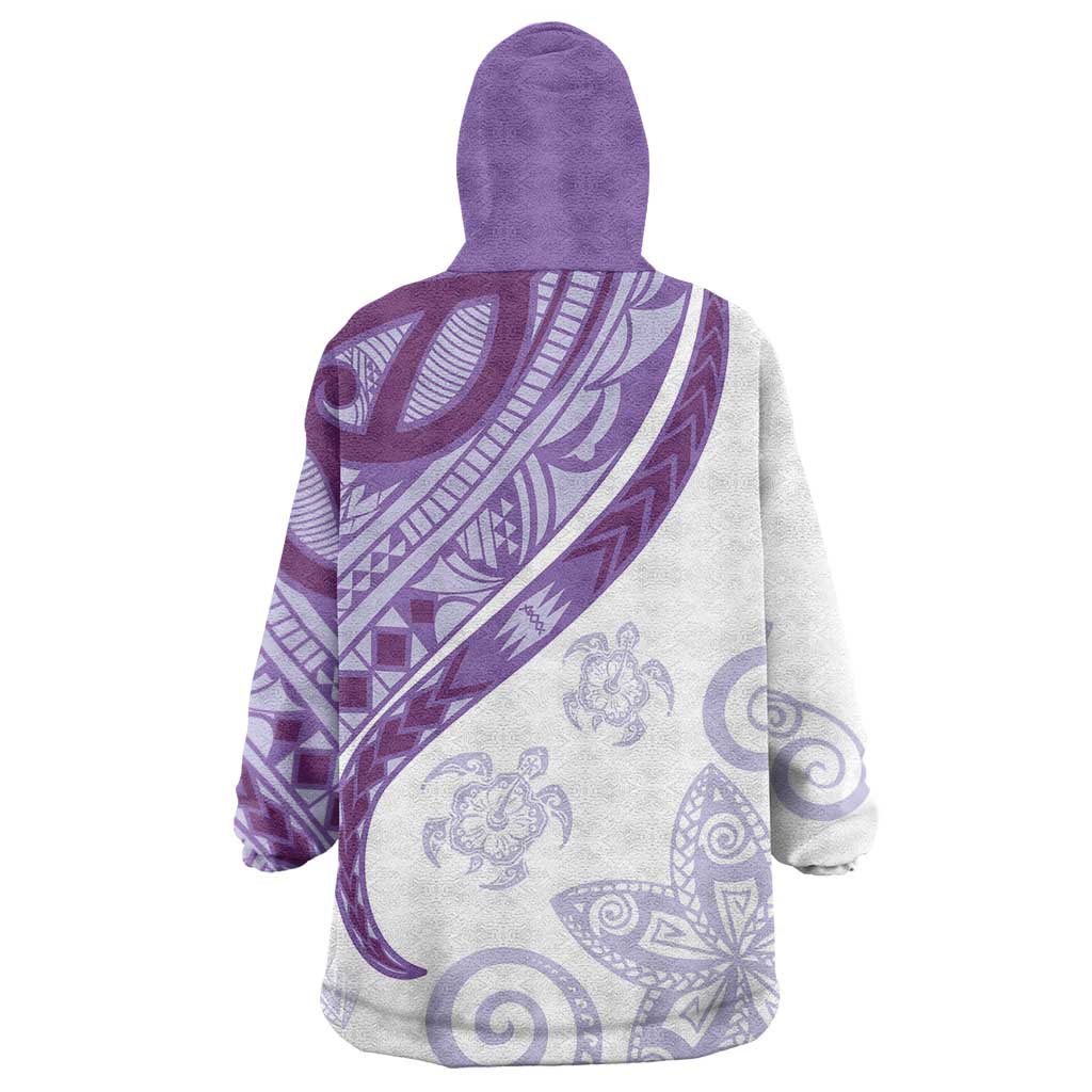 Purple Polynesian Tribal Turtle Floral Pattern Wearable Blanket Hoodie LT05 - Polynesian Pride