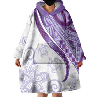 Purple Polynesian Tribal Turtle Floral Pattern Wearable Blanket Hoodie LT05 - Polynesian Pride