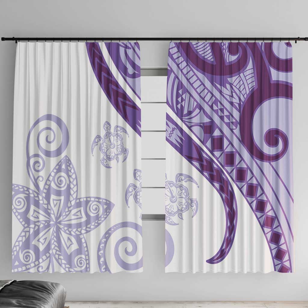 Purple Polynesian Tribal Turtle Floral Pattern Window Curtain