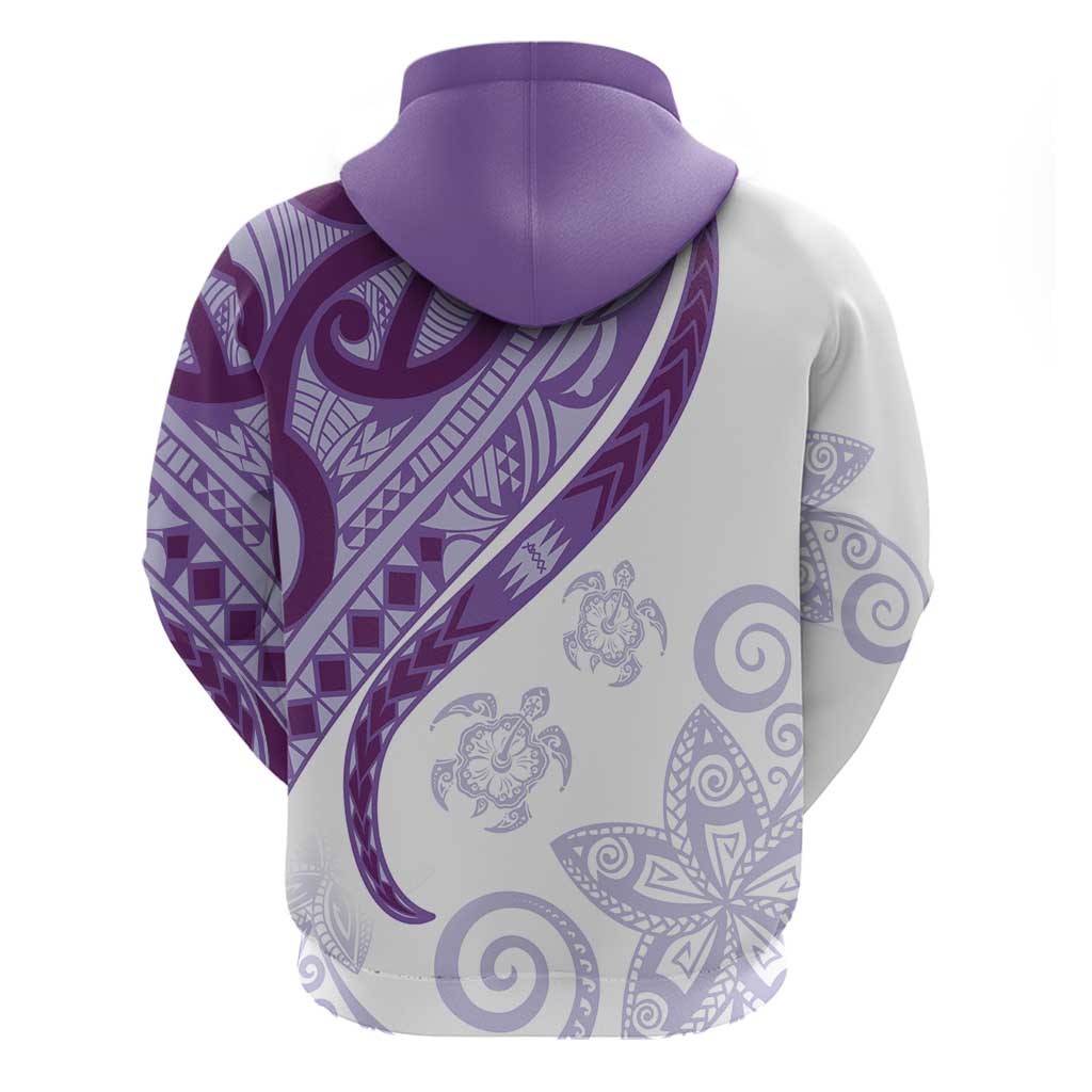 Purple Polynesian Tribal Turtle Floral Pattern Zip Hoodie