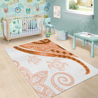Orange Polynesian Tribal Turtle Floral Pattern Area Rug LT05 - Polynesian Pride