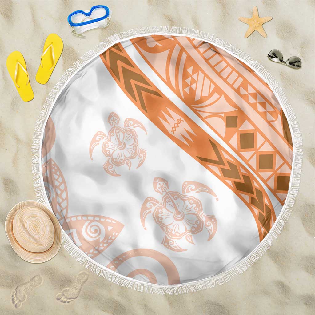 Orange Polynesian Tribal Turtle Floral Pattern Beach Blanket LT05 One Size 150cm Orange - Polynesian Pride