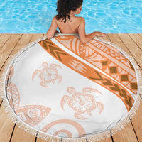 Orange Polynesian Tribal Turtle Floral Pattern Beach Blanket LT05 - Polynesian Pride