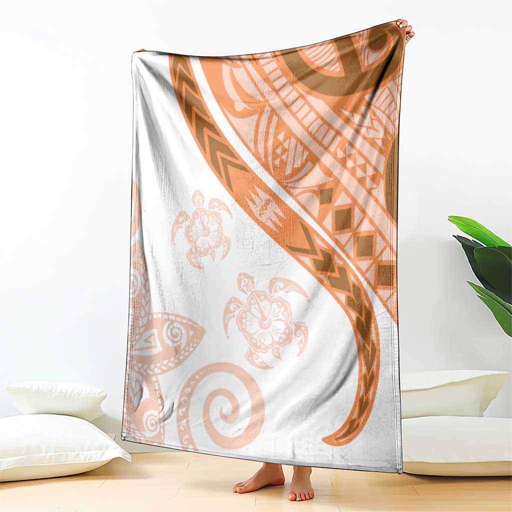 Orange Polynesian Tribal Turtle Floral Pattern Blanket LT05 - Polynesian Pride