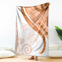 Orange Polynesian Tribal Turtle Floral Pattern Blanket LT05 - Polynesian Pride