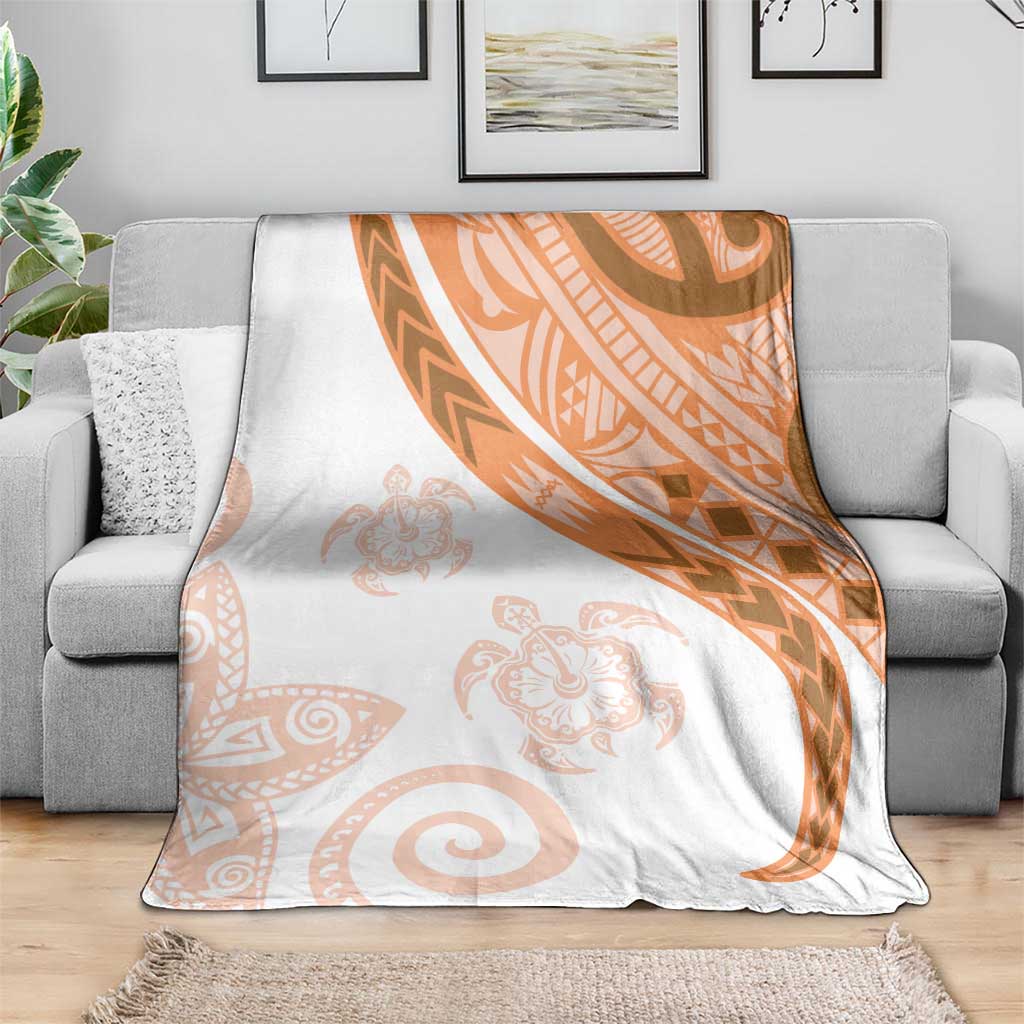 Orange Polynesian Tribal Turtle Floral Pattern Blanket LT05 - Polynesian Pride