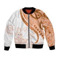 Orange Polynesian Tribal Turtle Floral Pattern Bomber Jacket LT05 Unisex Orange - Polynesian Pride
