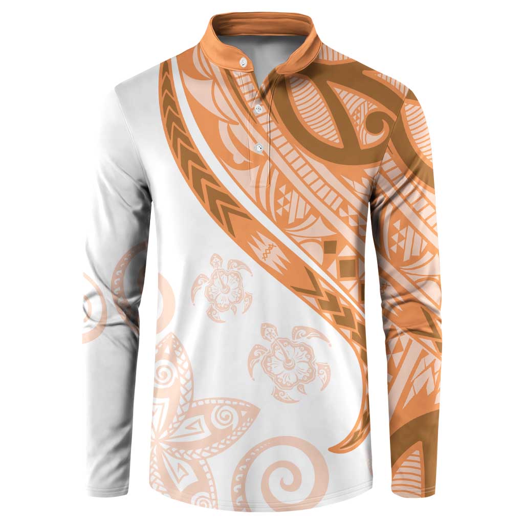 Orange Polynesian Tribal Turtle Floral Pattern Button Sweatshirt LT05 Orange - Polynesian Pride