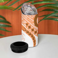 Orange Polynesian Tribal Turtle Floral Pattern 4 in 1 Can Cooler Tumbler LT05 - Polynesian Pride
