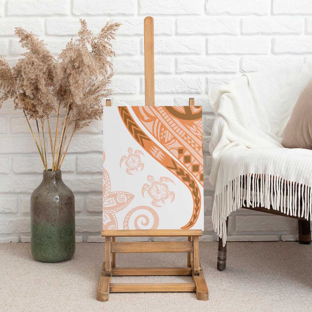 Orange Polynesian Tribal Turtle Floral Pattern Canvas Wall Art LT05 - Polynesian Pride