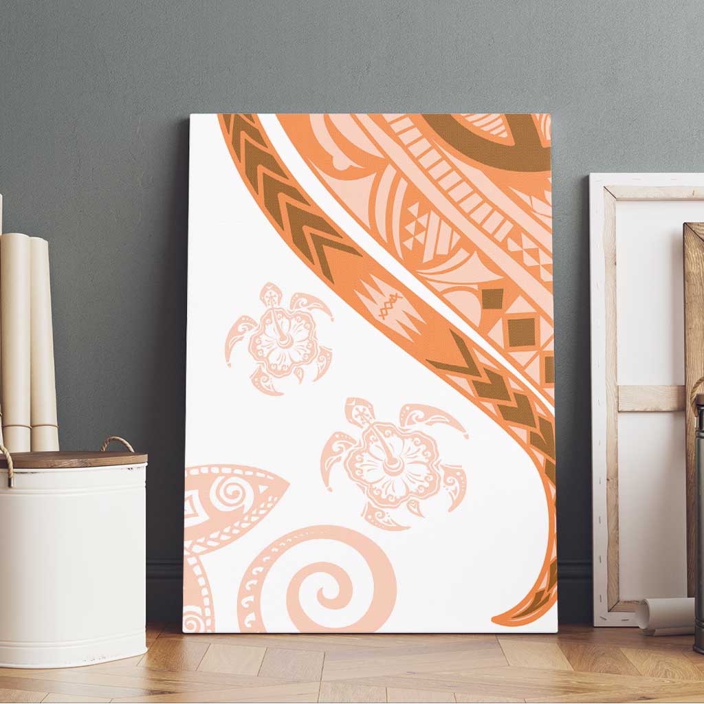 Orange Polynesian Tribal Turtle Floral Pattern Canvas Wall Art LT05 - Polynesian Pride