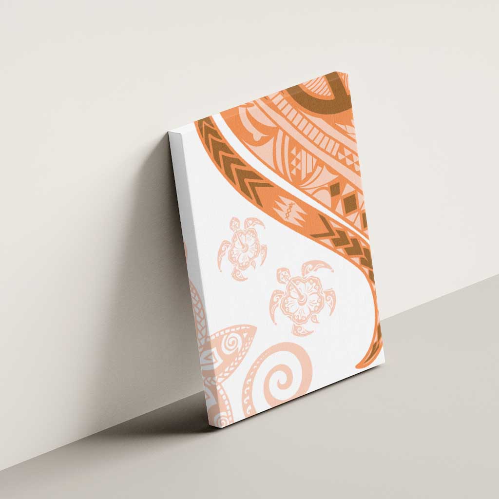 Orange Polynesian Tribal Turtle Floral Pattern Canvas Wall Art LT05 - Polynesian Pride
