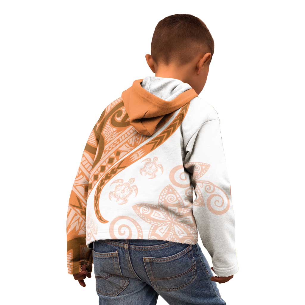 Orange Polynesian Tribal Turtle Floral Pattern Kid Hoodie