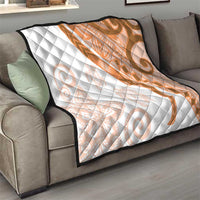 Orange Polynesian Tribal Turtle Floral Pattern Quilt