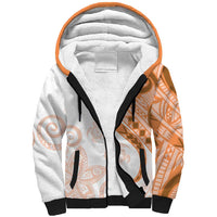 Orange Polynesian Tribal Turtle Floral Pattern Sherpa Hoodie LT05 Unisex Orange - Polynesian Pride