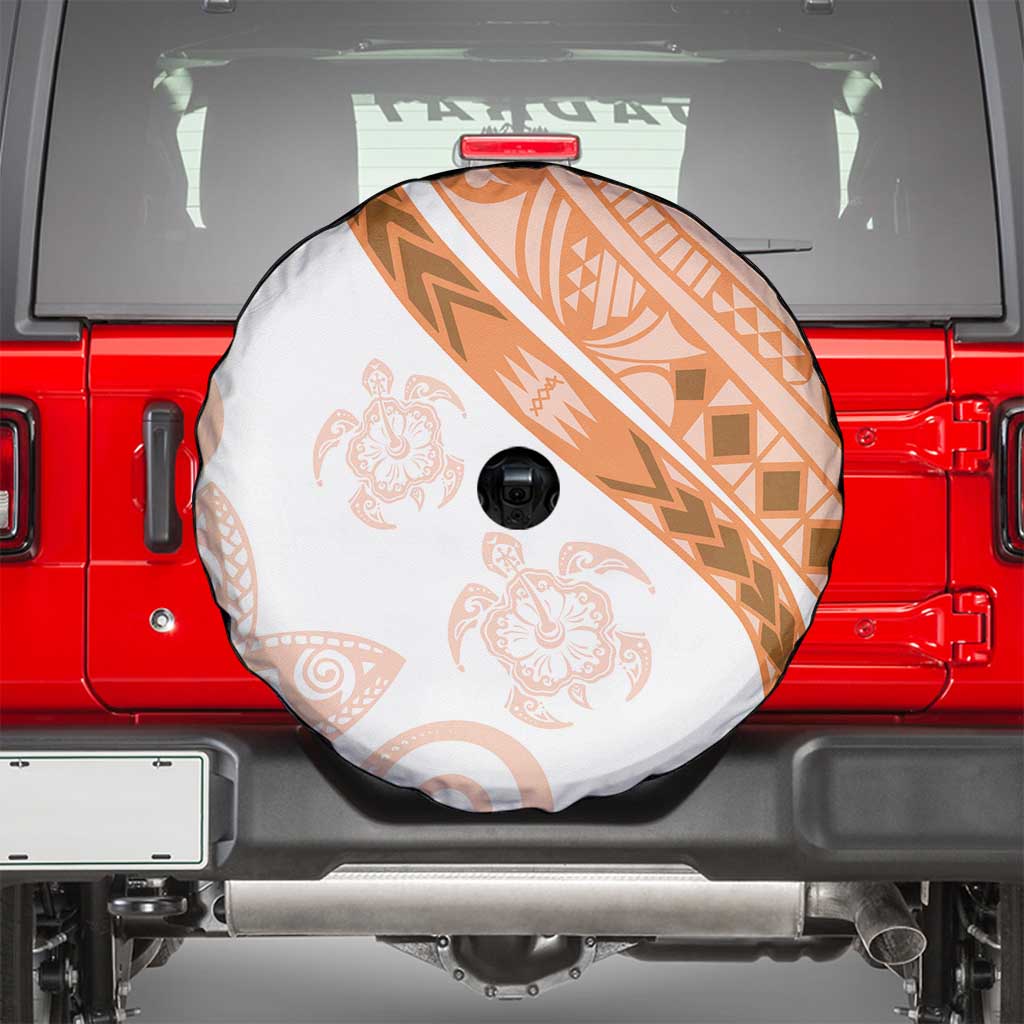 Orange Polynesian Tribal Turtle Floral Pattern Spare Tire Cover LT05 - Polynesian Pride