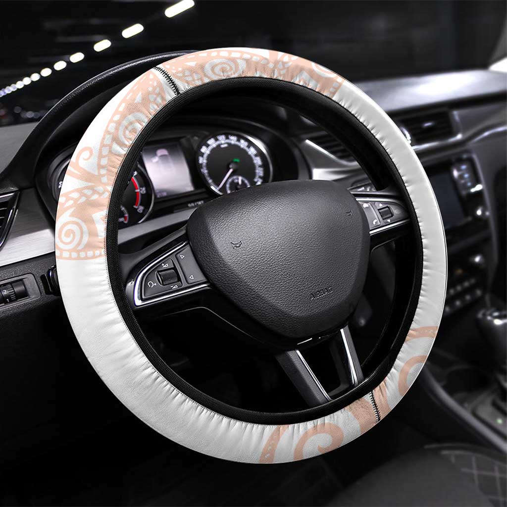 Orange Polynesian Tribal Turtle Floral Pattern Steering Wheel Cover LT05 Universal Fit Orange - Polynesian Pride