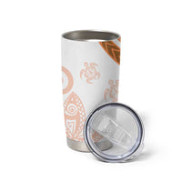 Orange Polynesian Tribal Turtle Floral Pattern Tumbler Cup LT05 - Polynesian Pride