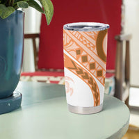 Orange Polynesian Tribal Turtle Floral Pattern Tumbler Cup LT05 - Polynesian Pride