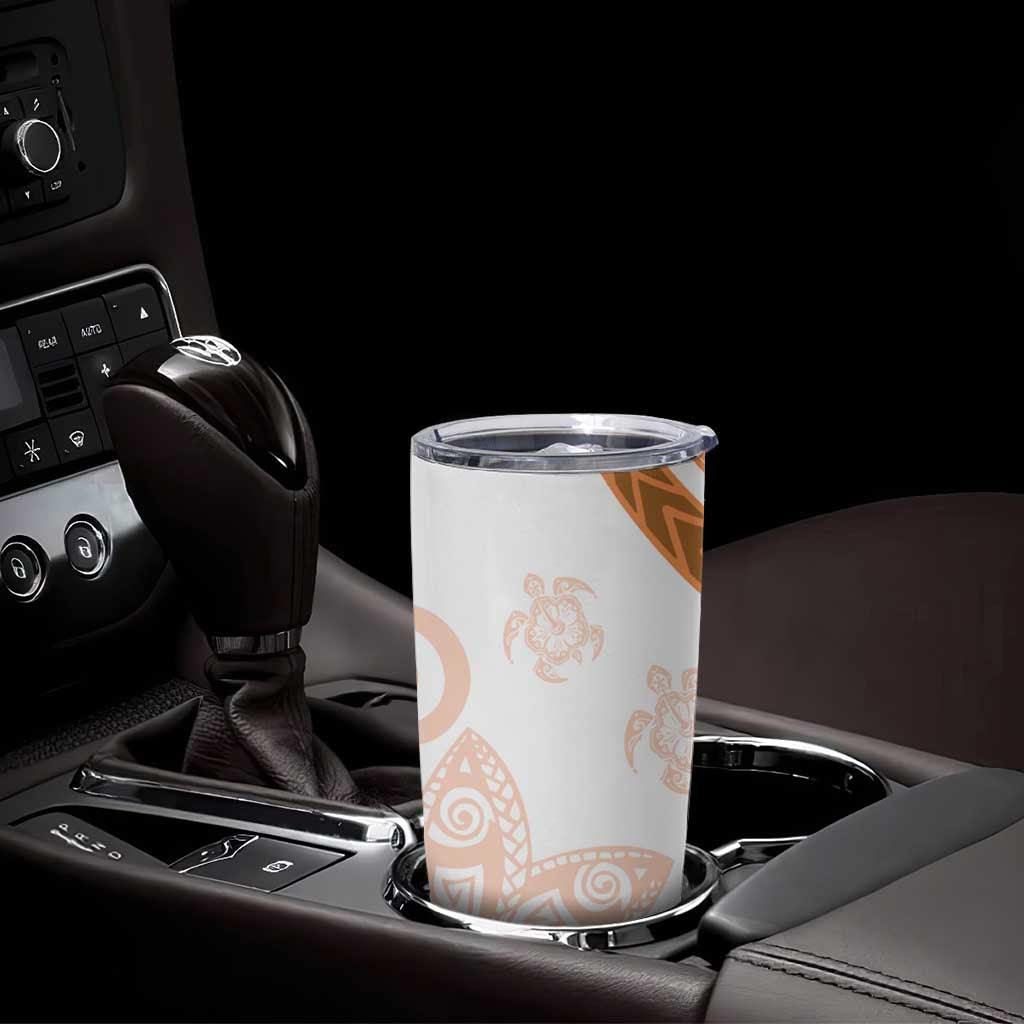 Orange Polynesian Tribal Turtle Floral Pattern Tumbler Cup LT05 - Polynesian Pride