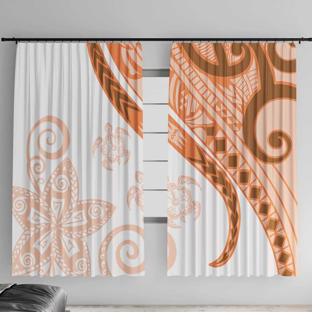 Orange Polynesian Tribal Turtle Floral Pattern Window Curtain LT05 With Hooks Orange - Polynesian Pride