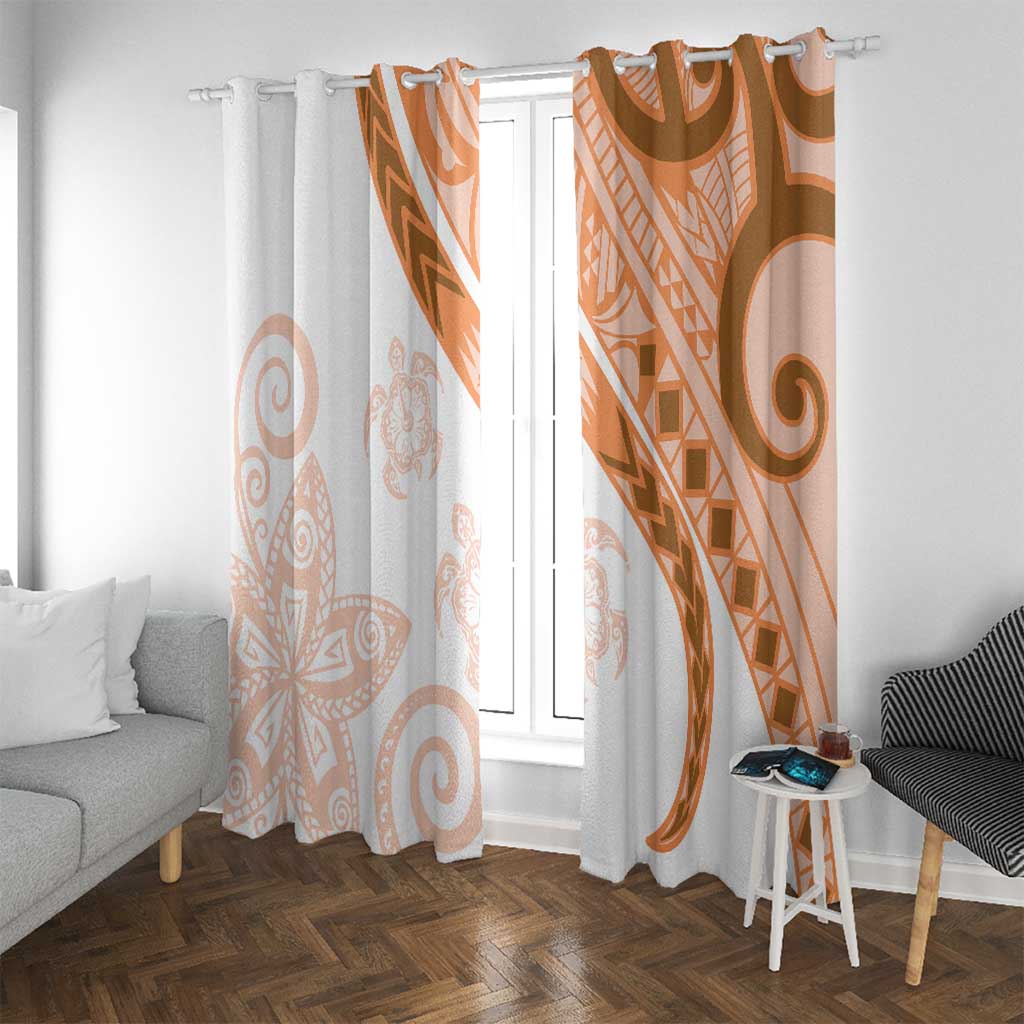 Orange Polynesian Tribal Turtle Floral Pattern Window Curtain LT05 With Grommets Orange - Polynesian Pride