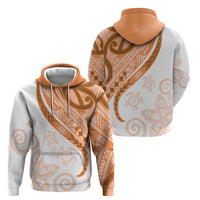 Orange Polynesian Tribal Turtle Floral Pattern Zip Hoodie