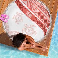 Coral Red Polynesian Tribal Turtle Floral Pattern Beach Blanket LT05 - Polynesian Pride