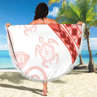 Coral Red Polynesian Tribal Turtle Floral Pattern Beach Blanket LT05 - Polynesian Pride