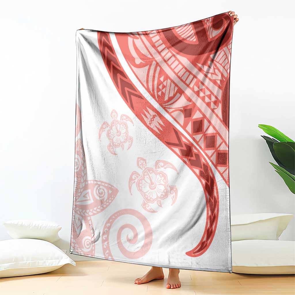 Coral Red Polynesian Tribal Turtle Floral Pattern Blanket LT05 - Polynesian Pride