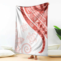 Coral Red Polynesian Tribal Turtle Floral Pattern Blanket LT05 - Polynesian Pride