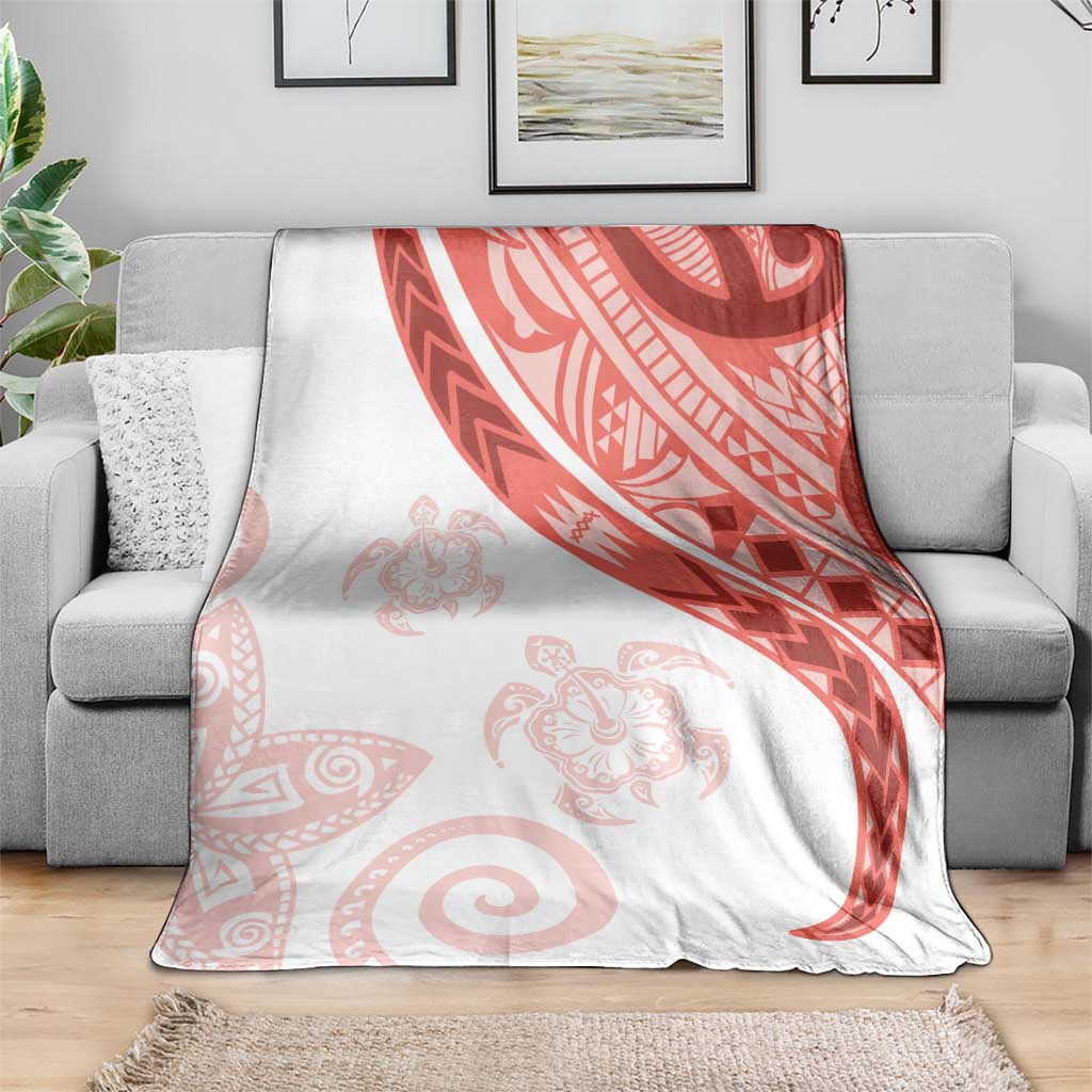 Coral Red Polynesian Tribal Turtle Floral Pattern Blanket LT05 - Polynesian Pride