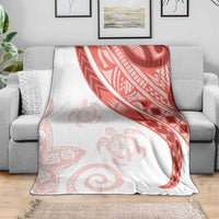 Coral Red Polynesian Tribal Turtle Floral Pattern Blanket LT05 - Polynesian Pride
