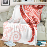 Coral Red Polynesian Tribal Turtle Floral Pattern Blanket LT05 - Polynesian Pride