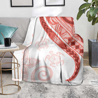 Coral Red Polynesian Tribal Turtle Floral Pattern Blanket LT05 - Polynesian Pride