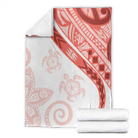 Coral Red Polynesian Tribal Turtle Floral Pattern Blanket LT05 - Polynesian Pride